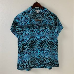 Dana Buchman Top Turquoise & Black Size XL